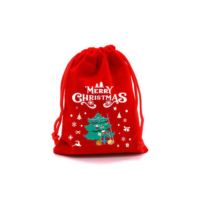 Sacchetto di Natale gigante di velluto rosso a corda di Natale sacchetto di Natale con logo personalizzato
