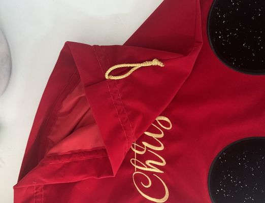 Sacchetto di Natale gigante di velluto rosso a corda di Natale sacchetto di Natale con logo personalizzato