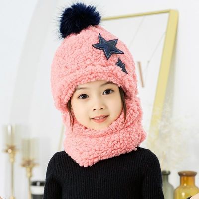 Scena applicabile Autunno e inverno Bambini carini cartoni animati Sciarpa cappello per escursioni in famiglia