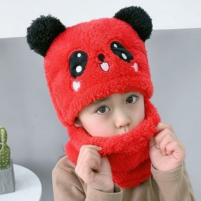 Scena applicabile Autunno e inverno Bambini carini cartoni animati Sciarpa cappello per escursioni in famiglia