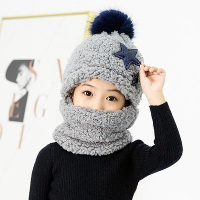 Scena applicabile Autunno e inverno Bambini carini cartoni animati Sciarpa cappello per escursioni in famiglia