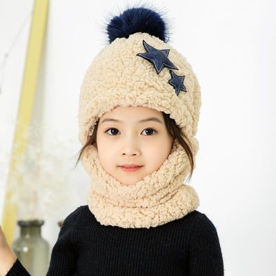 Scena applicabile Autunno e inverno Bambini carini cartoni animati Sciarpa cappello per escursioni in famiglia