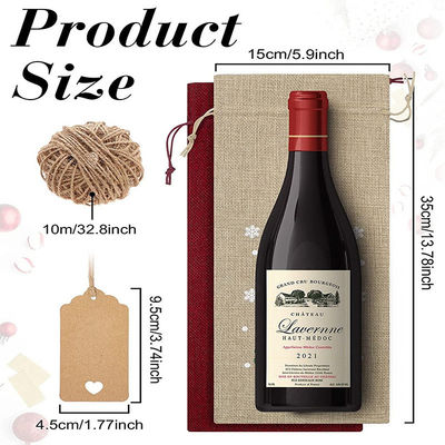 Sacchetti di vino di Natale riutilizzabili con giuta per bottiglie di vino