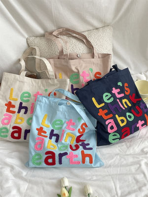 Logo personalizzato Accepted Struss Pattern Cotton Tote Bags per lo shopping eco-friendly
