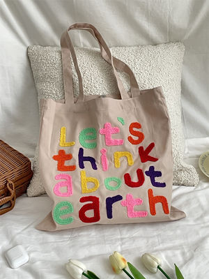 Logo personalizzato Accepted Struss Pattern Cotton Tote Bags per lo shopping eco-friendly