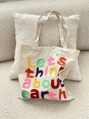 Logo personalizzato Accepted Struss Pattern Cotton Tote Bags per lo shopping eco-friendly