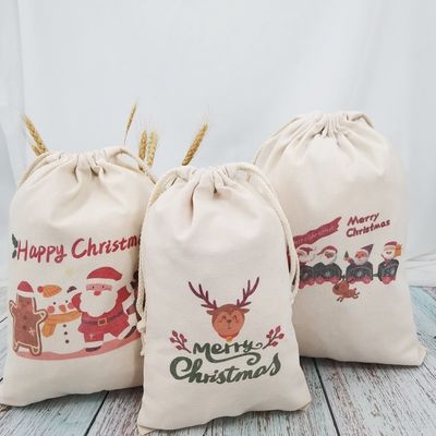 Sacchetti bianchi di Babbo Natale per la decorazione dei regali di dimensioni medie 30-50 cm accettabili OEM/ODM