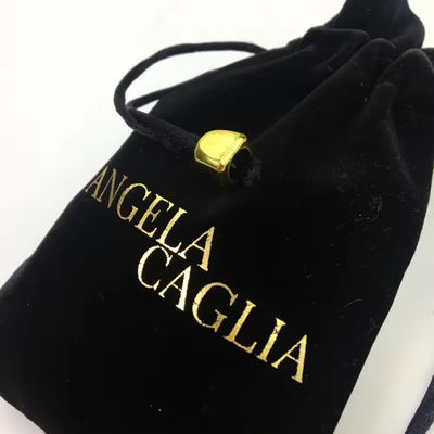 Portable Black Flocking Gold Printing Velvet Bag per imballaggi di gioielli personalizzati