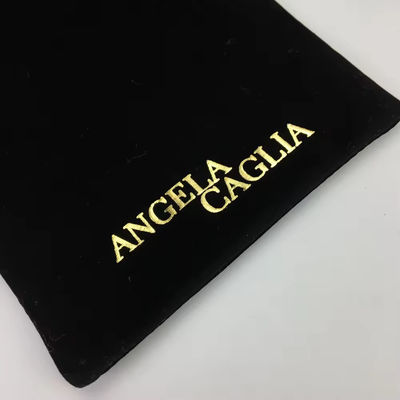 Portable Black Flocking Gold Printing Velvet Bag per imballaggi di gioielli personalizzati