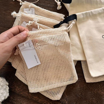 Set di sapone di cotone organico riutilizzabile sacchetti regalo con la corda di trazione - indispensabile per una vita verde