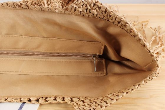 2024 grande capacità donna carta paglia spiaggia borsa da mano con tassello più recente alla moda