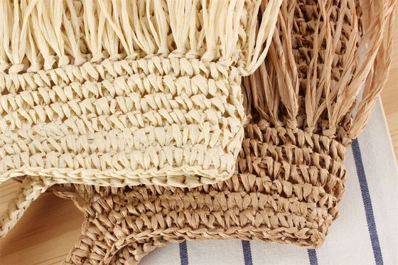 2024 grande capacità donna carta paglia spiaggia borsa da mano con tassello più recente alla moda