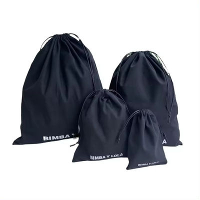 Medio nero musselino Calico tela di cotone sacchetto a corda con logo personalizzato