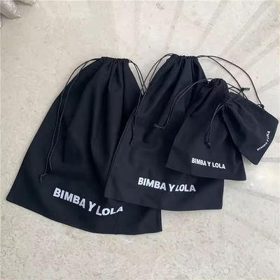 Medio nero musselino Calico tela di cotone sacchetto a corda con logo personalizzato