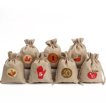 Sacchetti regalo di Natale Sacchetti di iuta a colori personalizzati per regali e feste