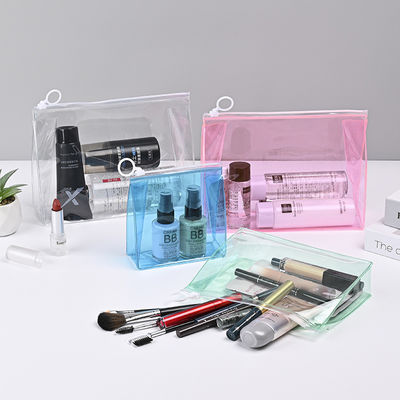 Low MOQ PVC Custom LOGO Borsa di viaggio Chiara Zip Lock Borsa cosmetica con logo personalizzato