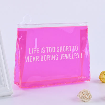 Low MOQ PVC Custom LOGO Borsa di viaggio Chiara Zip Lock Borsa cosmetica con logo personalizzato