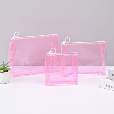 Low MOQ PVC Custom LOGO Borsa di viaggio Chiara Zip Lock Borsa cosmetica con logo personalizzato