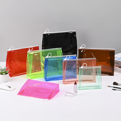 Low MOQ PVC Custom LOGO Borsa di viaggio Chiara Zip Lock Borsa cosmetica con logo personalizzato