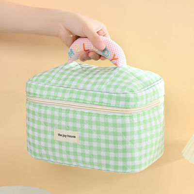 Logo personalizzato Macaron colorato di cotone con sacchetto di trucco per viaggi e stoccaggio portatili