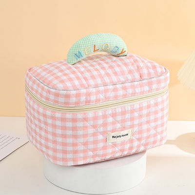 Logo personalizzato Macaron colorato di cotone con sacchetto di trucco per viaggi e stoccaggio portatili