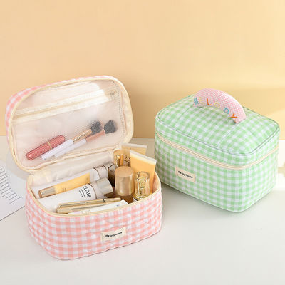Logo personalizzato Macaron colorato di cotone con sacchetto di trucco per viaggi e stoccaggio portatili