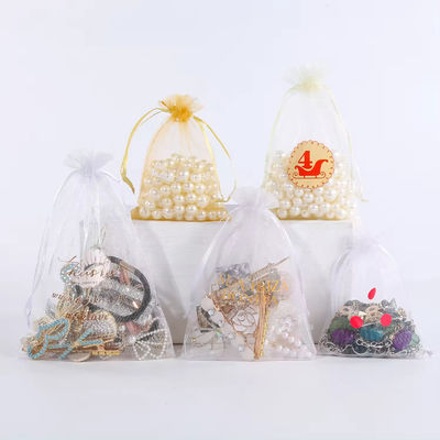 Logo Personalizzabile Soft-loop Organza Bags Piccole borse a corda per imballaggio di gioielli