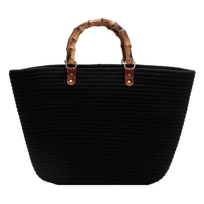 Donna elegante Borsa di paglia da spiaggia tessuta Borsa casual fatta a mano Borsa a spalla di rotino