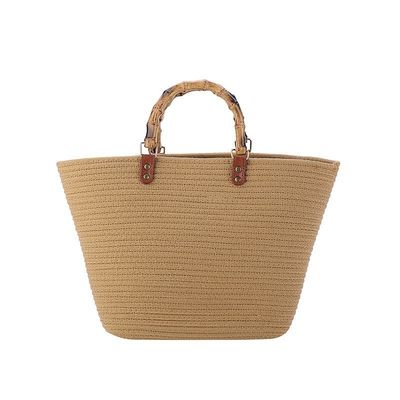 Donna elegante Borsa di paglia da spiaggia tessuta Borsa casual fatta a mano Borsa a spalla di rotino
