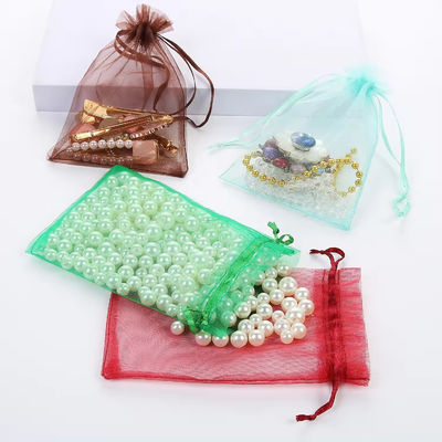 Logo Personalizzabile Soft-loop Organza Bags Piccole borse a corda per imballaggio di gioielli
