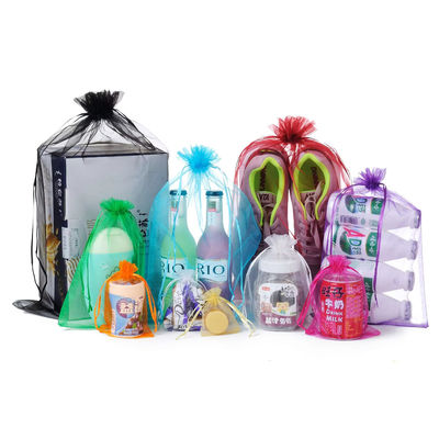 Logo Personalizzabile Soft-loop Organza Bags Piccole borse a corda per imballaggio di gioielli