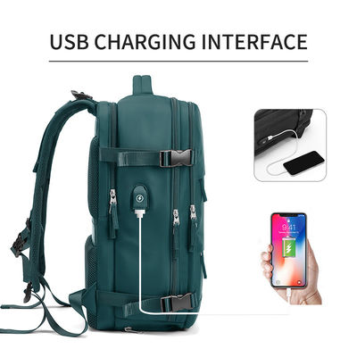 Zaino di viaggio in nylon poliestere a misura, impermeabile, antirrubo, laptop, zaino da viaggio per affari, con porta di ricarica USB
