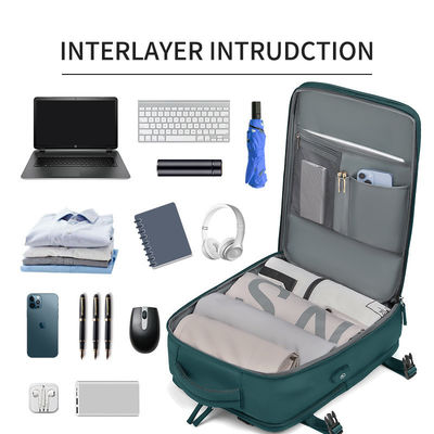 Zaino di viaggio in nylon poliestere a misura, impermeabile, antirrubo, laptop, zaino da viaggio per affari, con porta di ricarica USB
