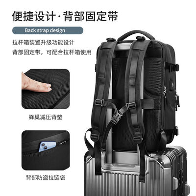 Zaino di viaggio in nylon poliestere a misura, impermeabile, antirrubo, laptop, zaino da viaggio per affari, con porta di ricarica USB