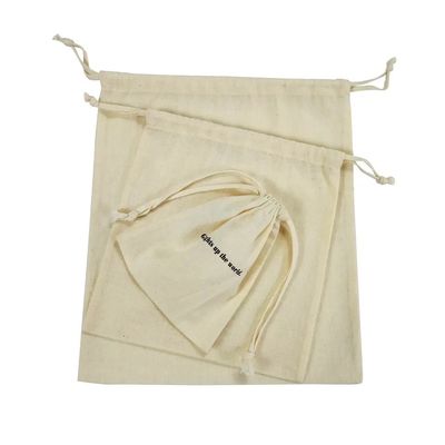 Logo a colori personalizzati stampato Portatile tela di cotone doppia corda borsa da polvere riutilizzabile