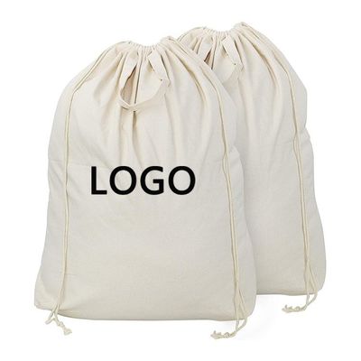 Logo a colori personalizzati stampato Portatile tela di cotone doppia corda borsa da polvere riutilizzabile
