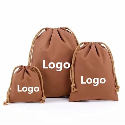 Logo a colori personalizzati stampato Portatile tela di cotone doppia corda borsa da polvere riutilizzabile