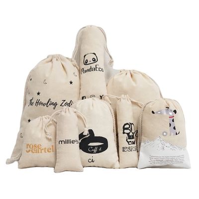 Borsa a corda di cotone personalizzata con disegno di animazione e logo personalizzato