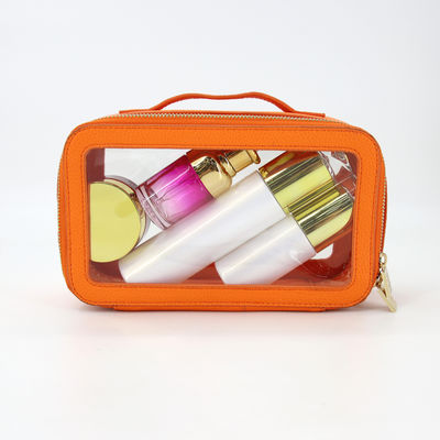 Piccolo sacchetto igienico in pelle in PU impermeabile da viaggio con customisato colorato PVC make-up case