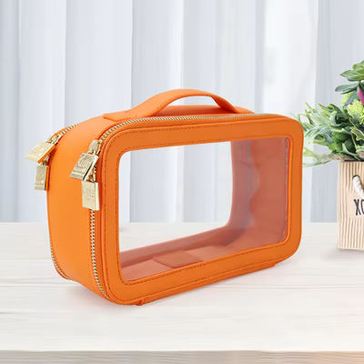 Piccolo sacchetto igienico in pelle in PU impermeabile da viaggio con customisato colorato PVC make-up case