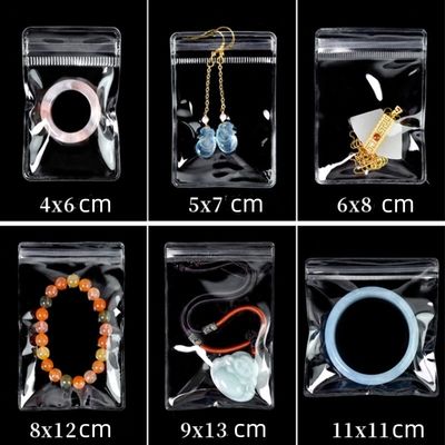 Borsa di imballaggio per gioielli con cerniera zip personalizzata PVC trasparente mini borsa con cerniera con logo riutilizzabile