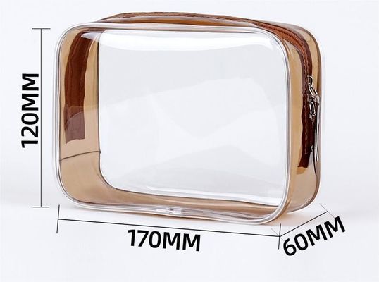 Logo personalizzato Sacchetto per trucco in PVC trasparente Piccolo sacchetto igienico per donne doppia cerniera
