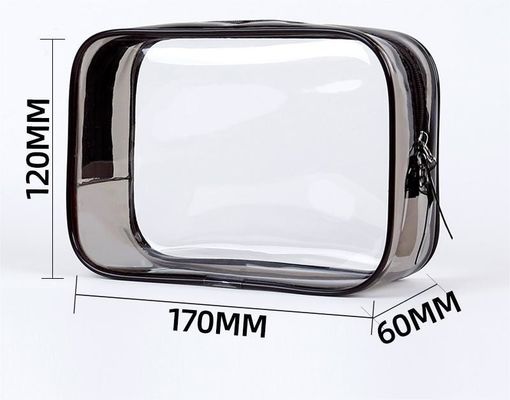 Logo personalizzato Sacchetto per trucco in PVC trasparente Piccolo sacchetto igienico per donne doppia cerniera