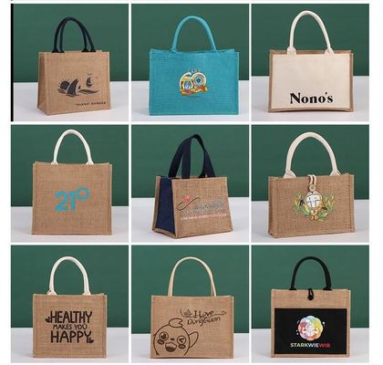 Acceptabile OEM/ODM Jute Bag con logo personalizzato per lo shopping eco-friendly riutilizzabile in spiaggia