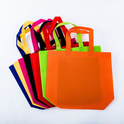 Borsa da shopping colorata non tessuta con stampa del logo personalizzata e rivestimento in poliestere