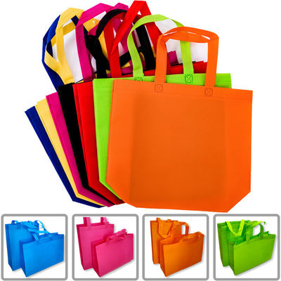 Borsa da shopping colorata non tessuta con stampa del logo personalizzata e rivestimento in poliestere