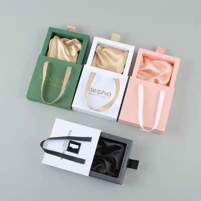 Logo personalizzato Gioielli Sacchetti di velluto rosa in cartone a diapositiva Scatola regalo confezionamento per unghie