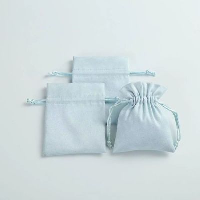 Acceptabile OEM/ODM Custom Light Blue Velvet Drawstring Bag per l'organizzazione di gioielli