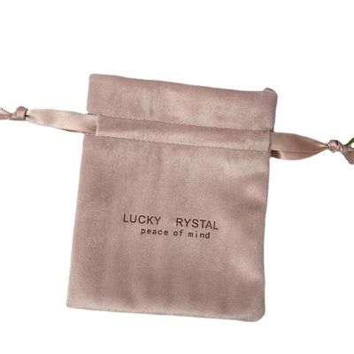 Piccolo imballaggio String drawing Velvet Jewellery Bag Logo personalizzato Stampato tessuto di velluto morbido