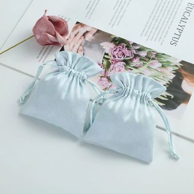 Acceptabile OEM/ODM Custom Light Blue Velvet Drawstring Bag per l'organizzazione di gioielli